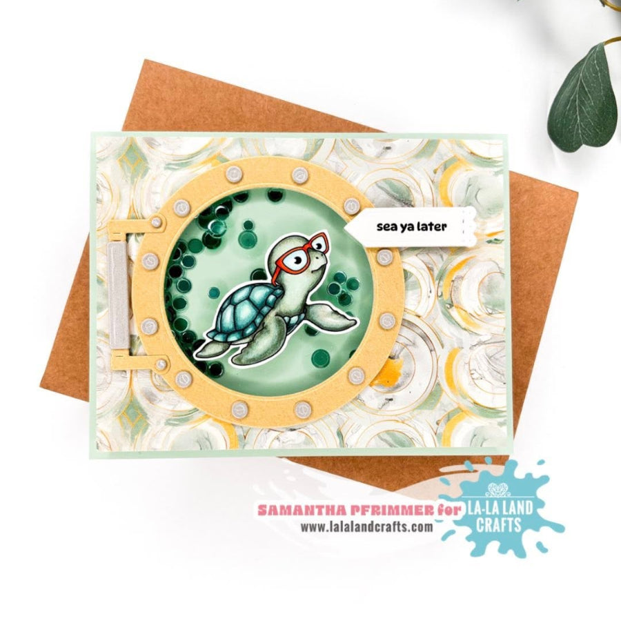 La-La Land Crafts Porthole Dies 9010 see ya later shaker card