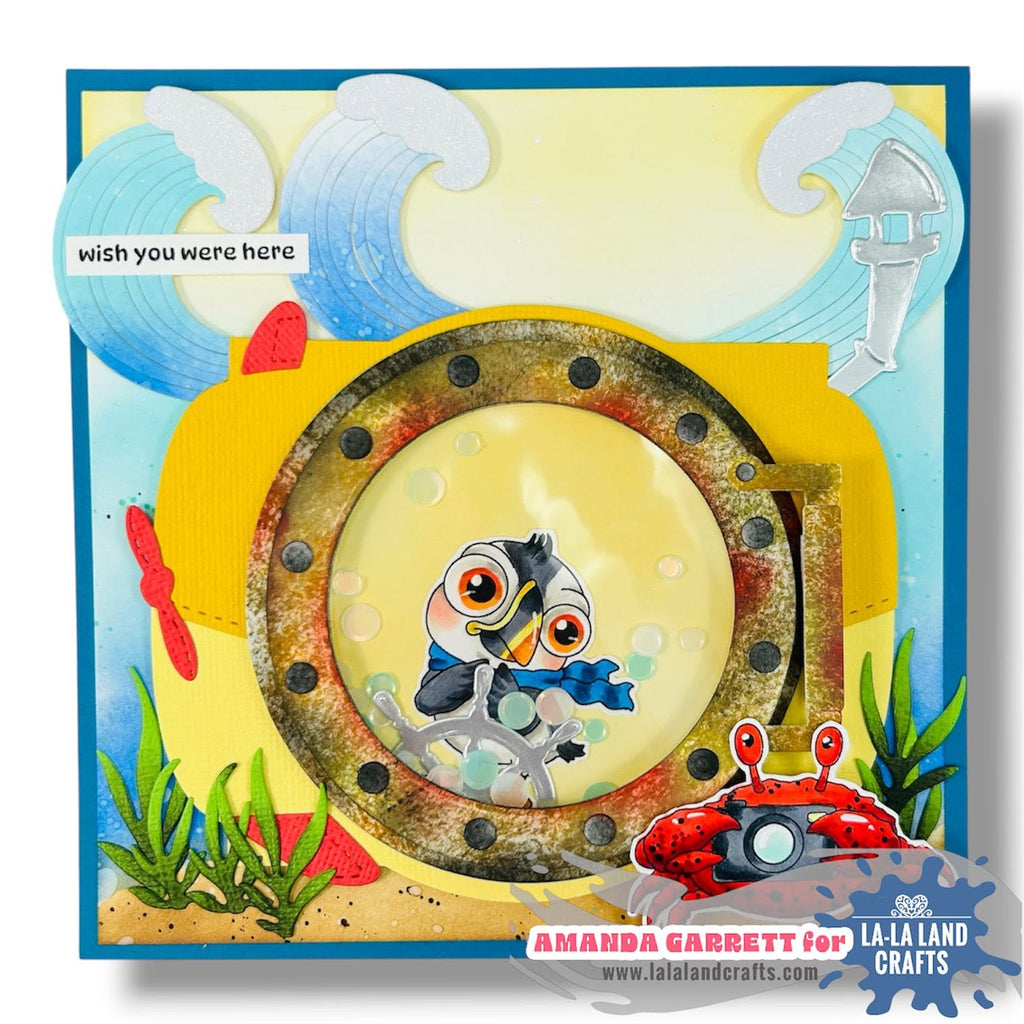 La-La Land Crafts Puffin By Clear Stamps cl218 wish you were here card