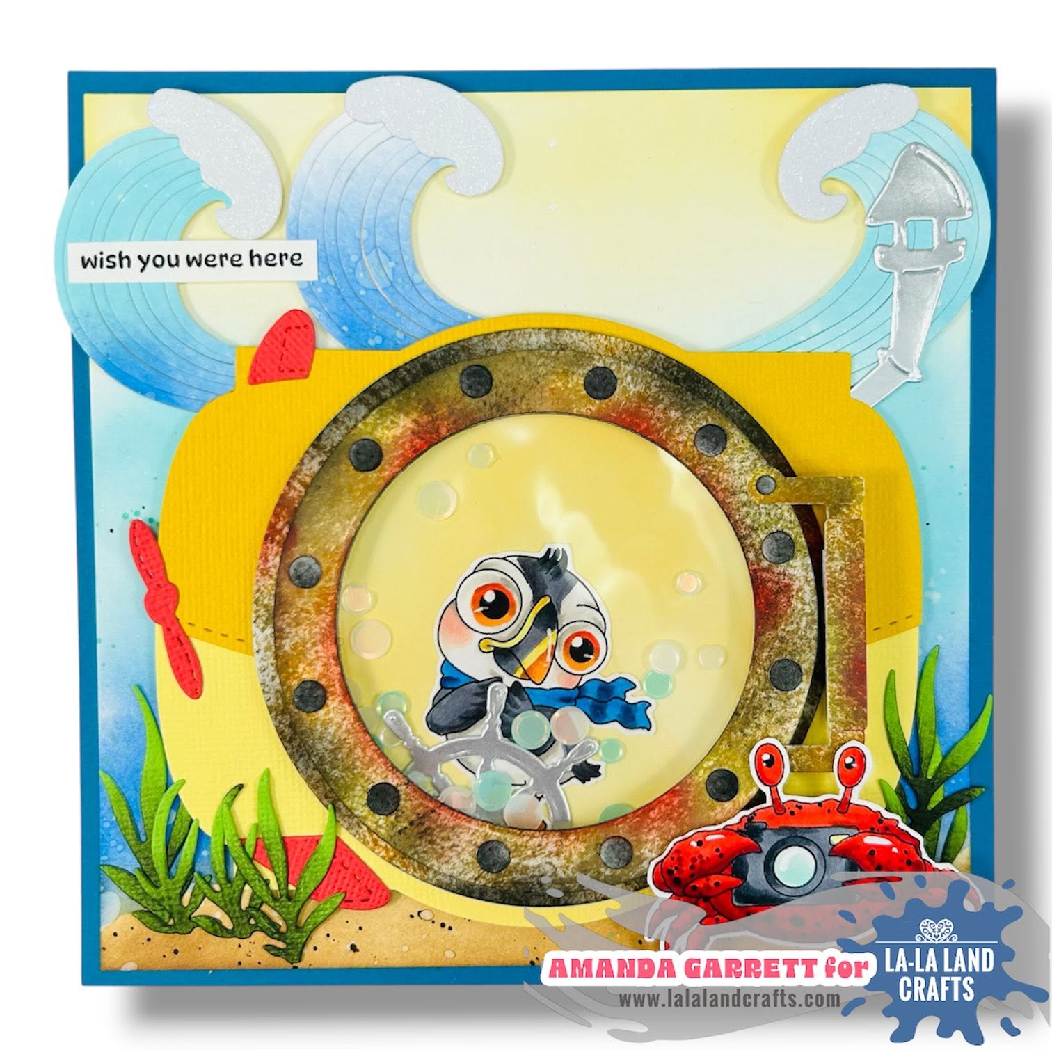La-La Land Crafts Puffin By Clear Stamps cl218 wish you were here card