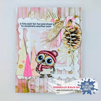 La-La Land Crafts Real Hoot Clear Stamps cl210 wood slats pink background card