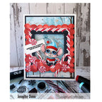 La-La Land Crafts Scalloped Square Frames Dies 9027 red striped candies card
