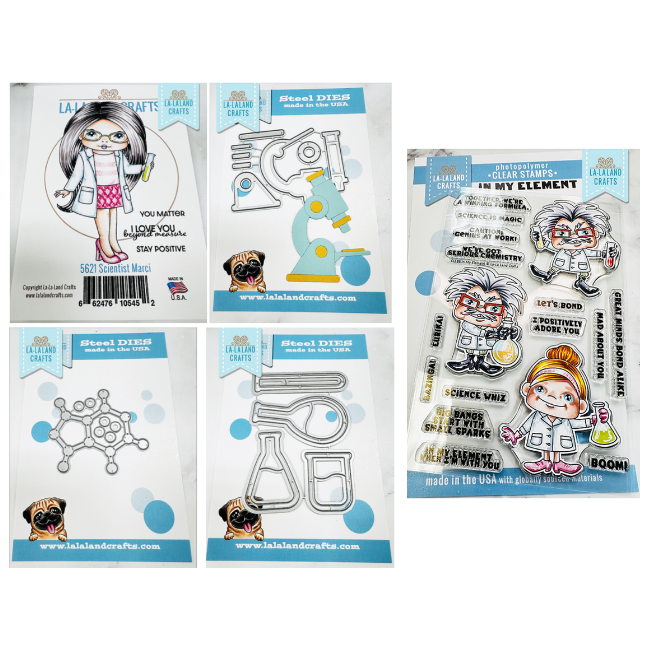 La-La Land Crafts Science Themed Clear Stamp Cling Stamp and Dies Set