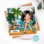 La-La Land Crafts Seaside Marci Cling Stamp 5629 it's a shore thing card