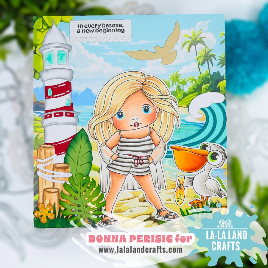 La-La Land Crafts Seaside Marci Cling Stamp 5629 new beginning card