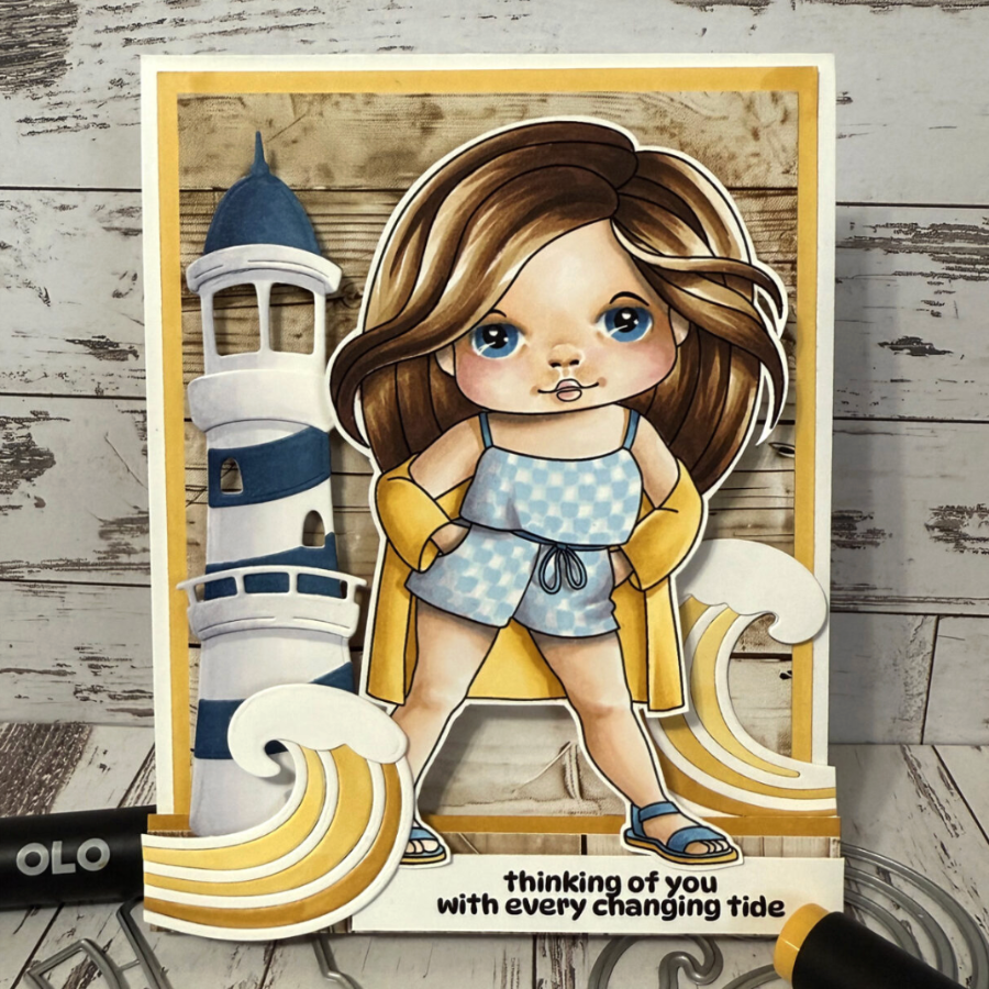 La-La Land Crafts Seaside Marci Cling Stamp 5629 thinking of you card