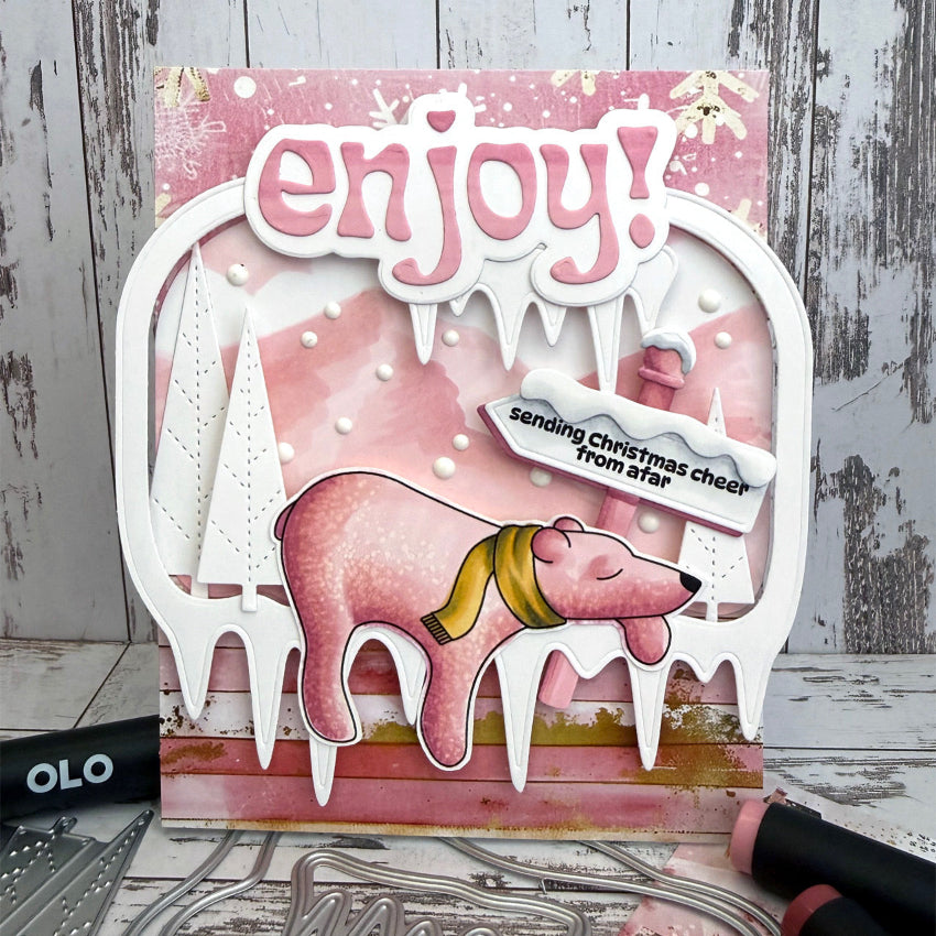 La-La Land Crafts Season of Joy 6x6 inch Paper Pack dp058 enjoy pink card