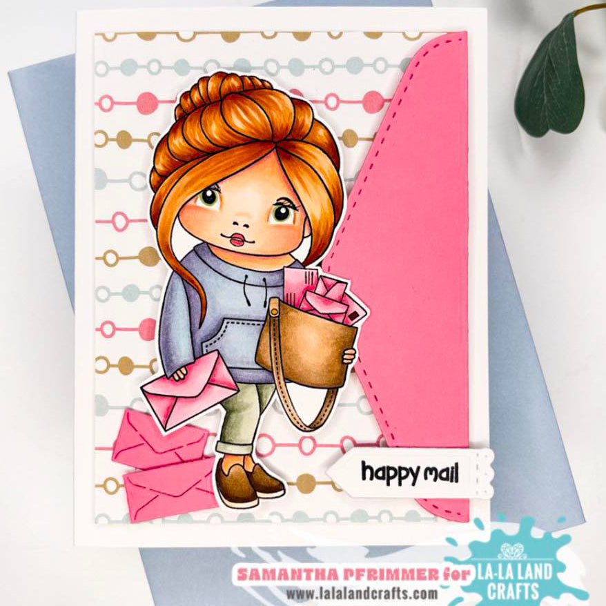 La-La Land Crafts Sending Mail Marci Cling Stamp 5615 happy mail