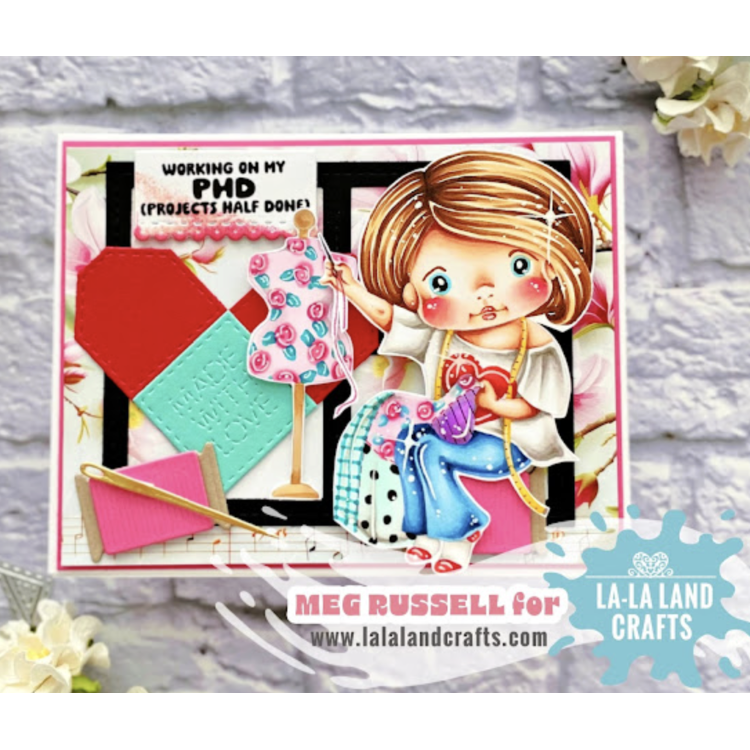 La-La Land Crafts Sewing Marci Cling Stamp 4233 with love