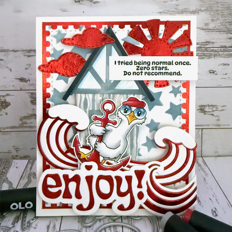 La-La Land Crafts Shore Thing Clear Stamps cl216 enjoy red card