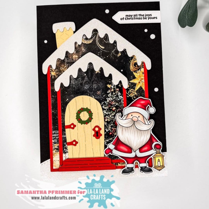 La-La Land Crafts Silent Night 6x6 inch Paper Pack dp057 santa holding lantern card