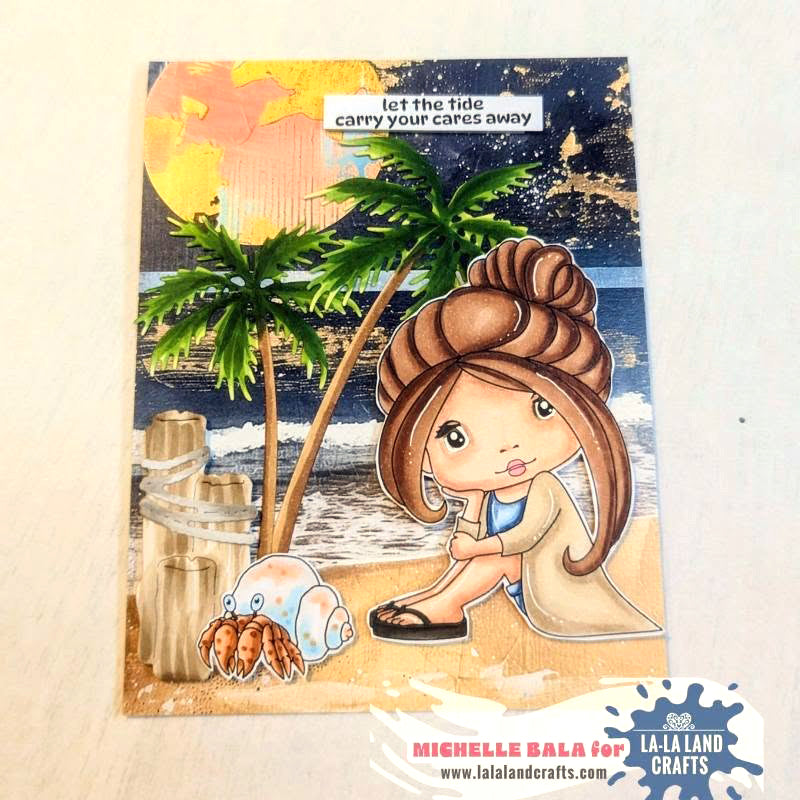 La-La Land Crafts Simply Be Marci Cling Stamp 5645 carry your cares away card