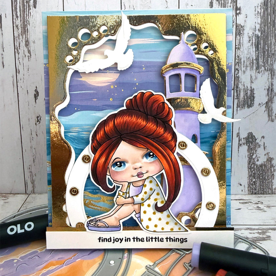 La-La Land Crafts Simply Be Marci Cling Stamp 5645 find joy in the little things card