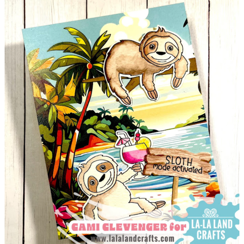 La-La Land Crafts Sloth Mode Clear Stamps cl162 tropical