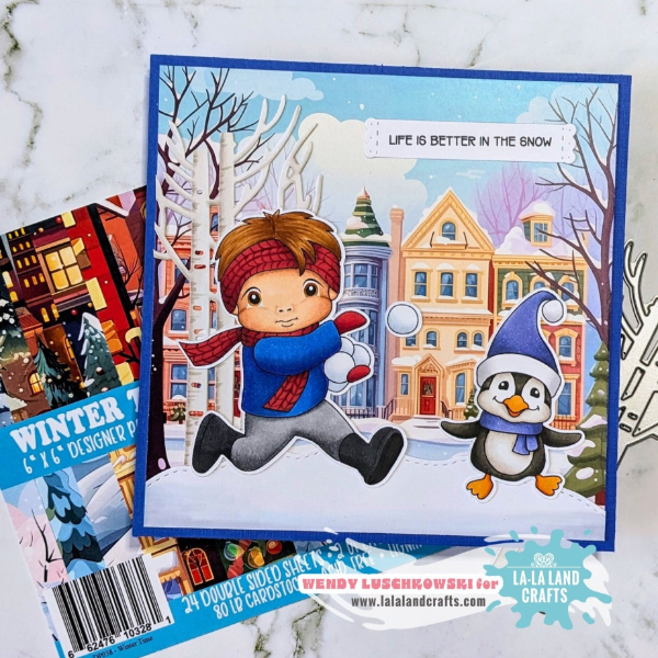 La-La Land Crafts Snowball Fight Luka Cling Stamp 5568 penguin