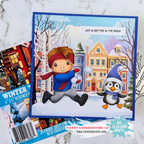 La-La Land Crafts Snowball Fight Luka Cling Stamp 5568 penguin