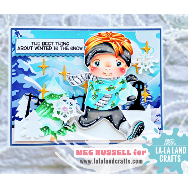 La-La Land Crafts Snowball Fight Luka Cling Stamp 5568 snow fun