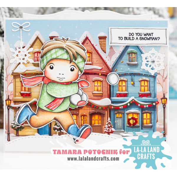 La-La Land Crafts Snowball Fight Luka Cling Stamp 5568 snowflakes