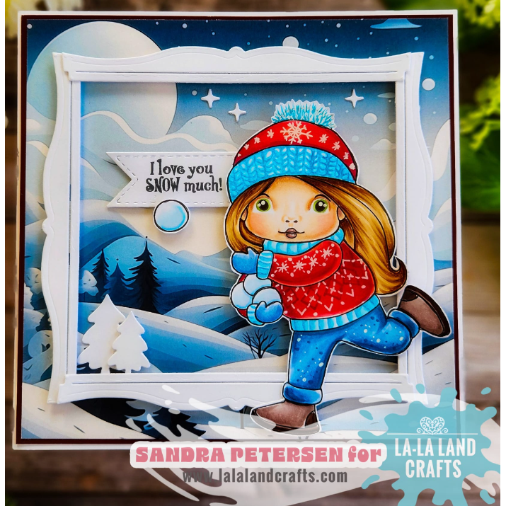 La-La Land Crafts Snowball Fight Marci Cling Stamp 5567 cute hat