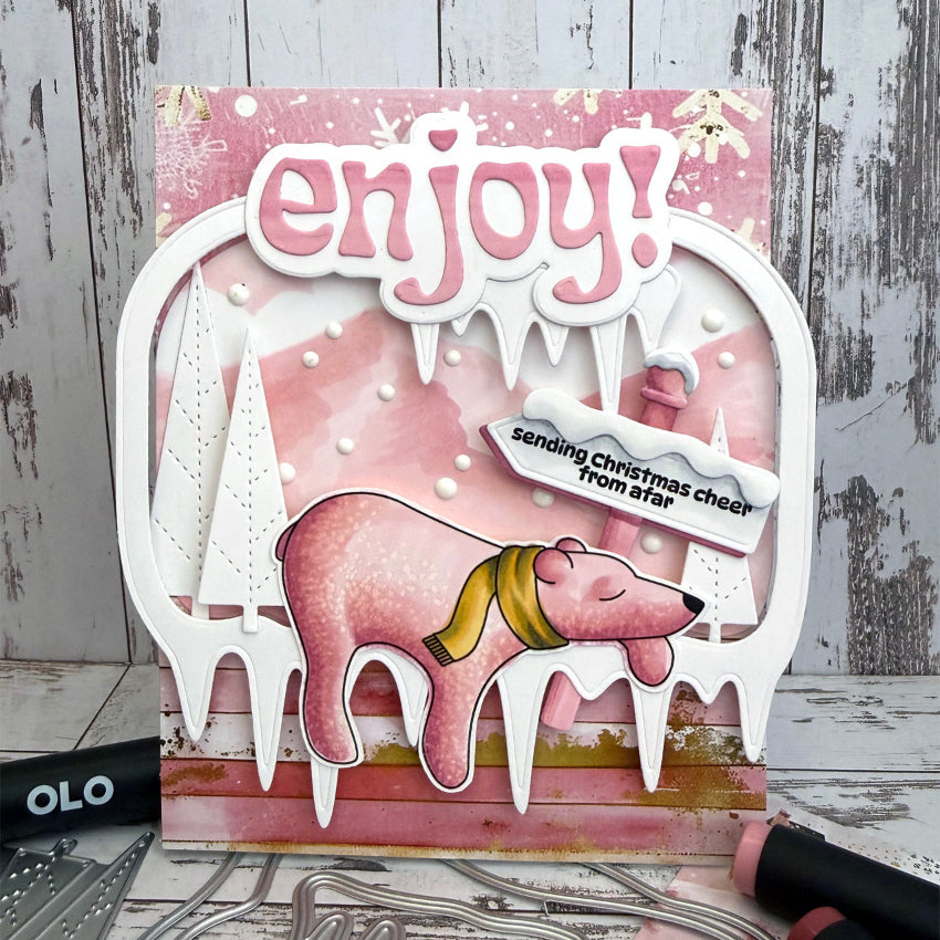 La-La Land Crafts Snowy Days Clear Stamps cl222 sending christmas cheer card