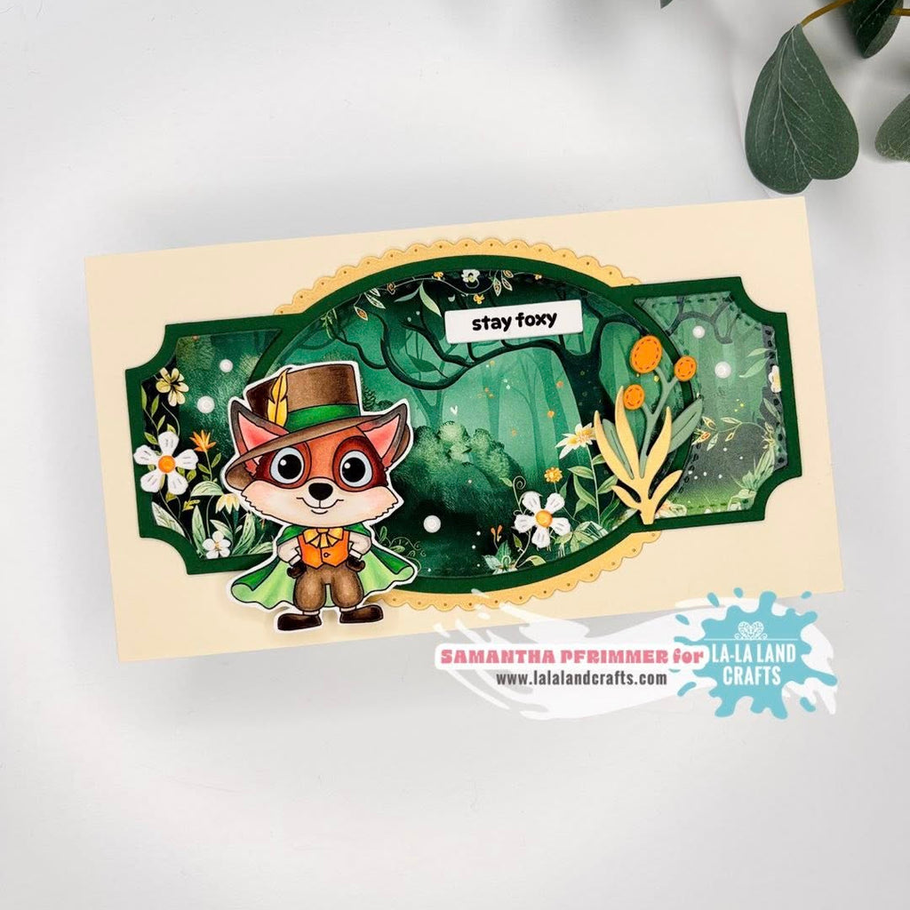 La-La Land Crafts Stay Foxy Clear Stamp and Die Set green cape