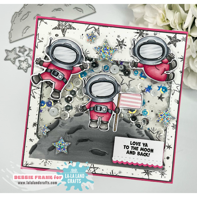 La-La Land Crafts Stellar Friend Clear Stamps cl185 shaker card