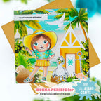 La-La Land Crafts Sun Hat Marci Cling Stamp 5643 vacation mode card