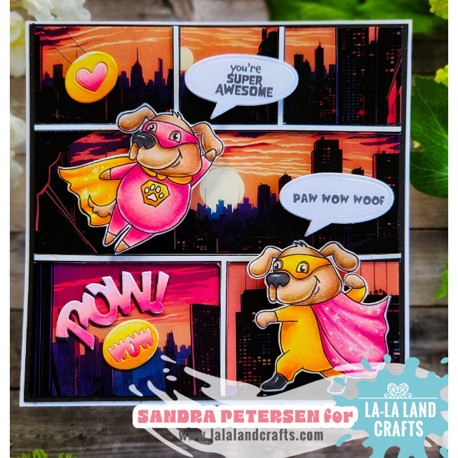 La-La Land Crafts Super Dawg Clear Stamps cl154 comic book