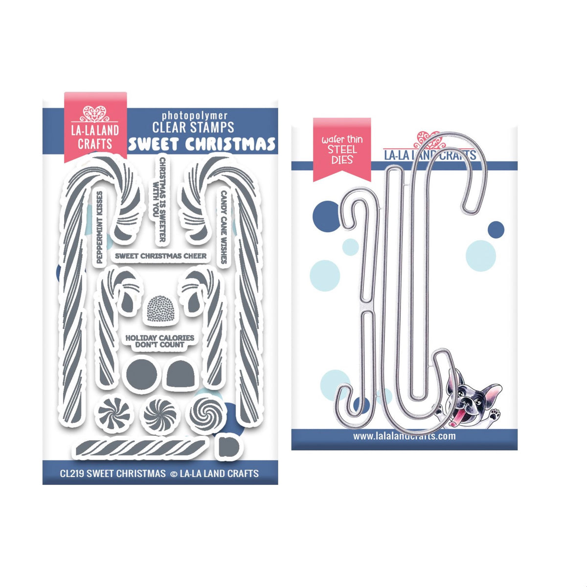 La-La Land Crafts Sweet Christmas Clear Stamp and Candy Cane Die Set