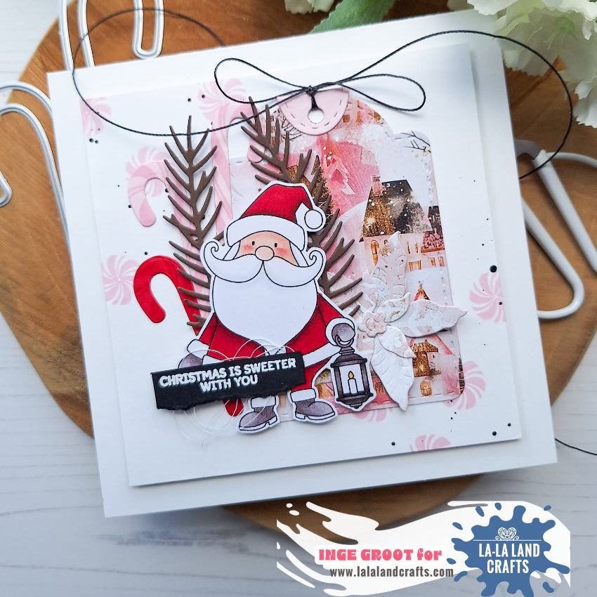 La-La Land Crafts Sweet Christmas Clear Stamp and Candy Cane Die Set santa claus card