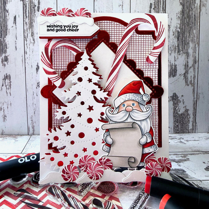 La-La Land Crafts Sweet Christmas Clear Stamp and Candy Cane Die Set wishing you joy card