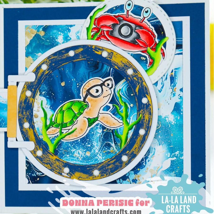 La-La Land Crafts Swivel Hinge Die 9006 sea turtle with glasses card