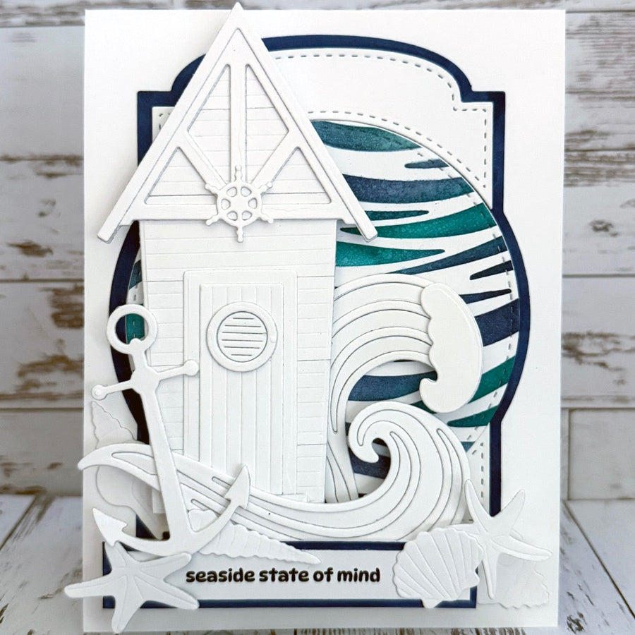 La-La Land Crafts Tall Waves Dies 9008 seaside state of mind card
