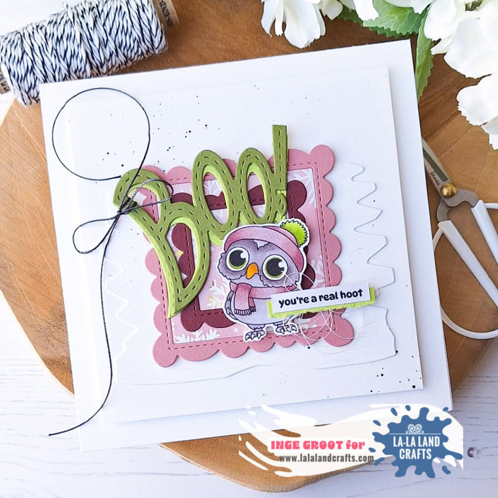 La-La Land Crafts Tree Hollow Dies 9029 boo you're a hoot owl card