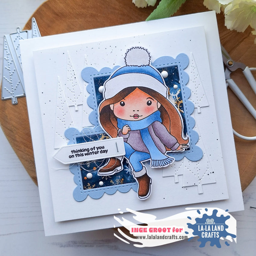 La-La Land Crafts Vintage Christmas Trees Die 9024 blue frames card