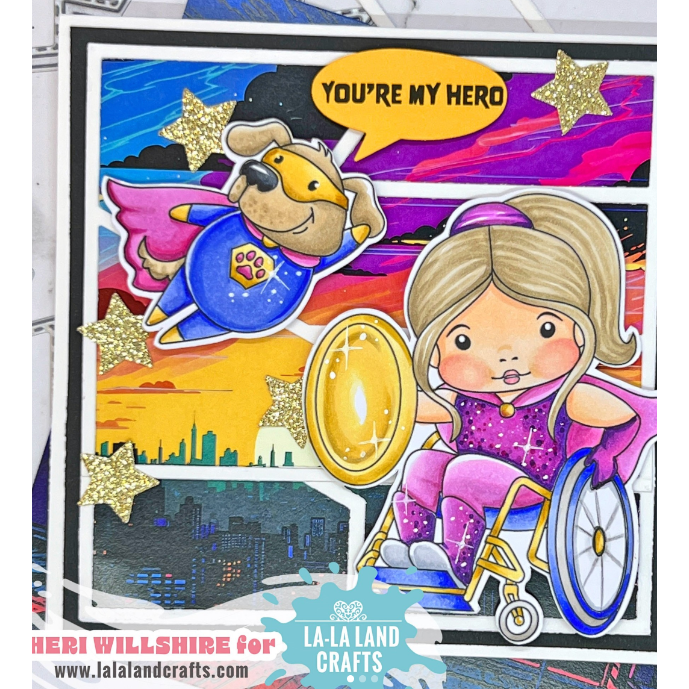 La-La Land Crafts Wheelchair Superhero Marci Cling Stamp 5588 hero