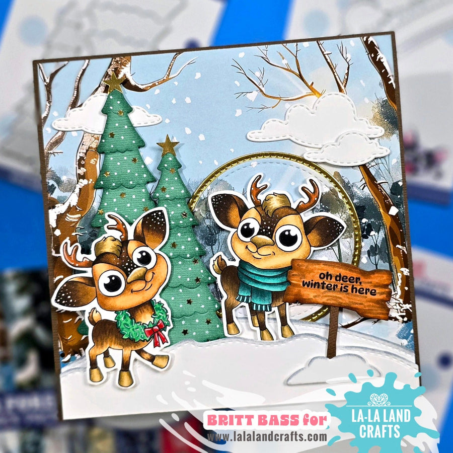La-La Land Crafts Winter Forest 6x6 inch Paper Pack dp050 deer