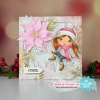 La-La Land Crafts Winter Marci Clear Stamps cl224 pink poinsettia card