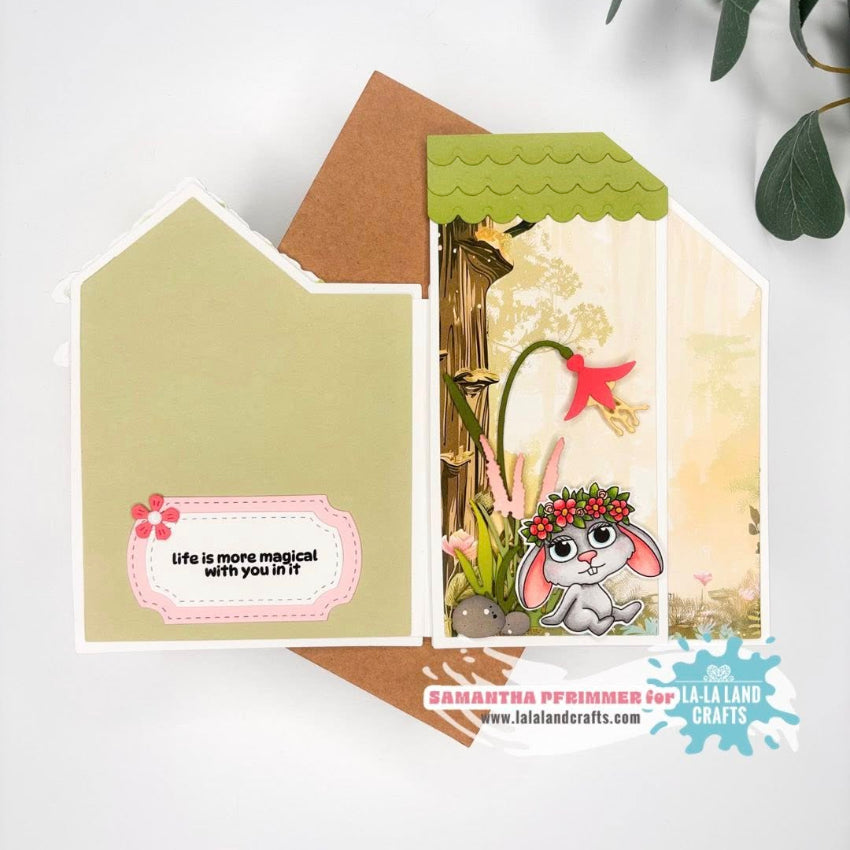 La-La Land Crafts Woodland Bunnies Clear Stamp and Die Set crown of flowers