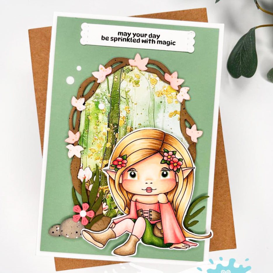 La-La Land Crafts Woodlands 6x6 inch Paper Pack dp053 pink leaves