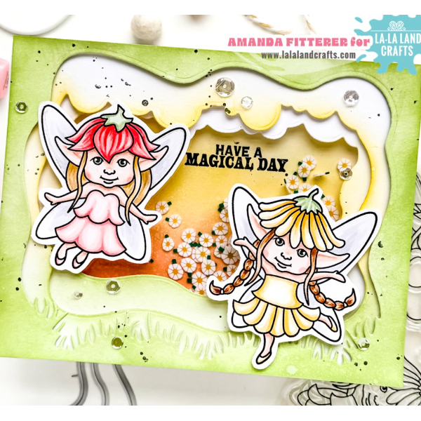 La-la Land Crafts Cling Stamps Pixie Wishes 5520 shaker card