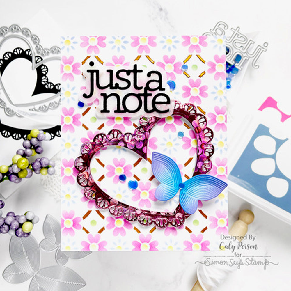 Simon Says Stamp Lace Heart Wafer Dies 1074sdc Celebrate Just a Note Card | color-code:ALT01