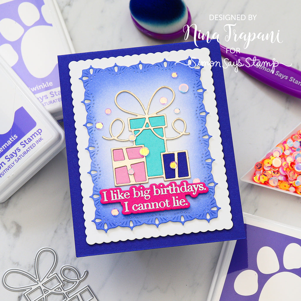 Simon Says Stamp Lacy Point Frames Wafer Dies s1037 STAMPtember Birthday Card
