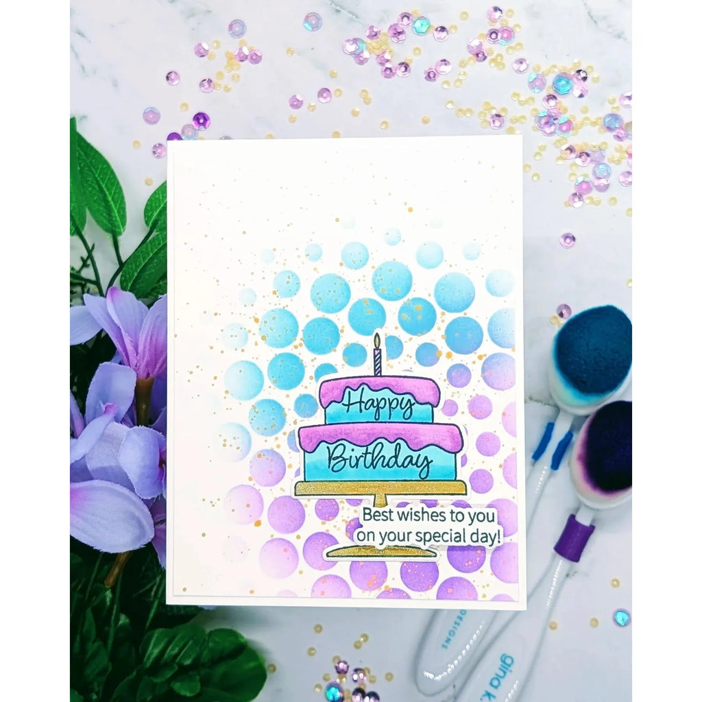 Gina K Designs Birthday Wishes Stamps dw37 Happy Birthday Best Wishes to You On your Special Day blue purple
