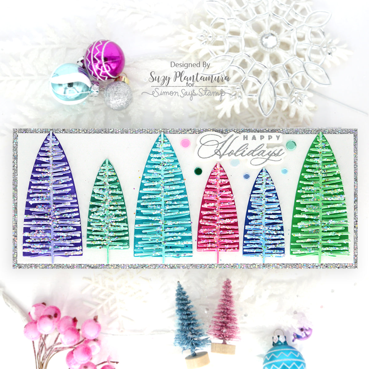 Simon Says Stamp Large Bottle Brush Trees Wafer Dies s906 All The Joy Christmas Card | color-code:ALT02