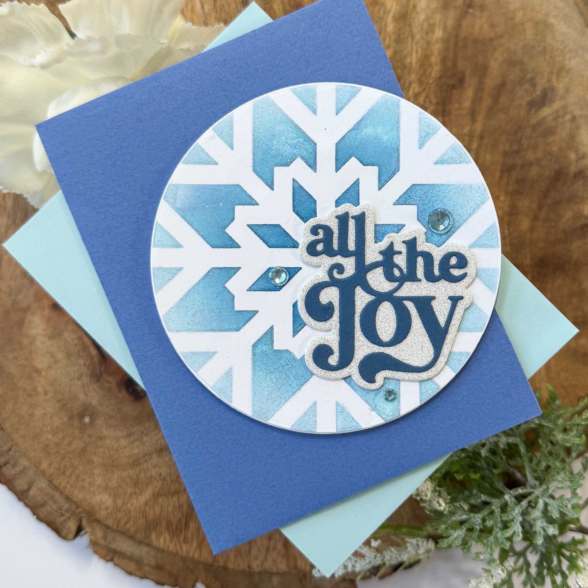 Simon Says Stamp Set of 2 Stencils Large Snowflake Cutouts 1098stc Sugar and Spice Holiday Card