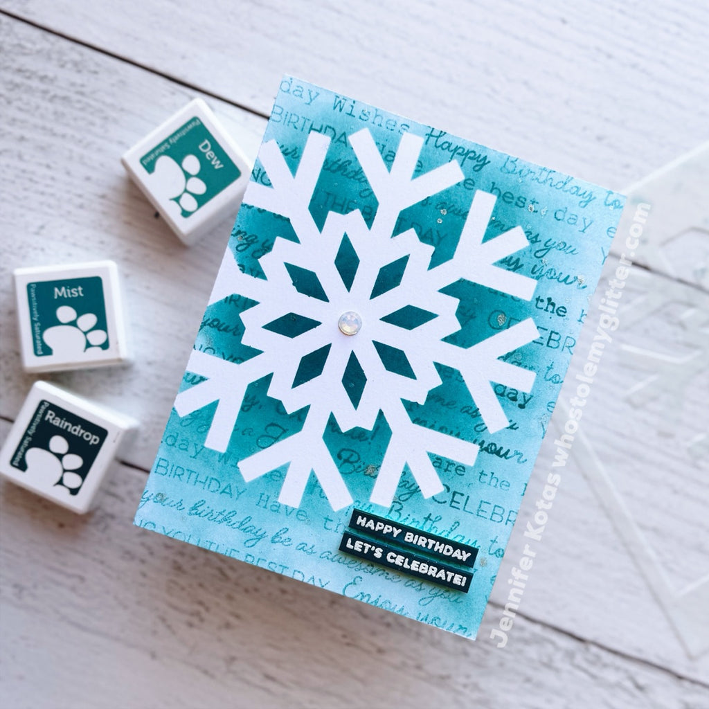 Simon Says Stamp Set of 2 Stencils Large Snowflake Cutouts 1098stc Sugar and Spice Birthday Card