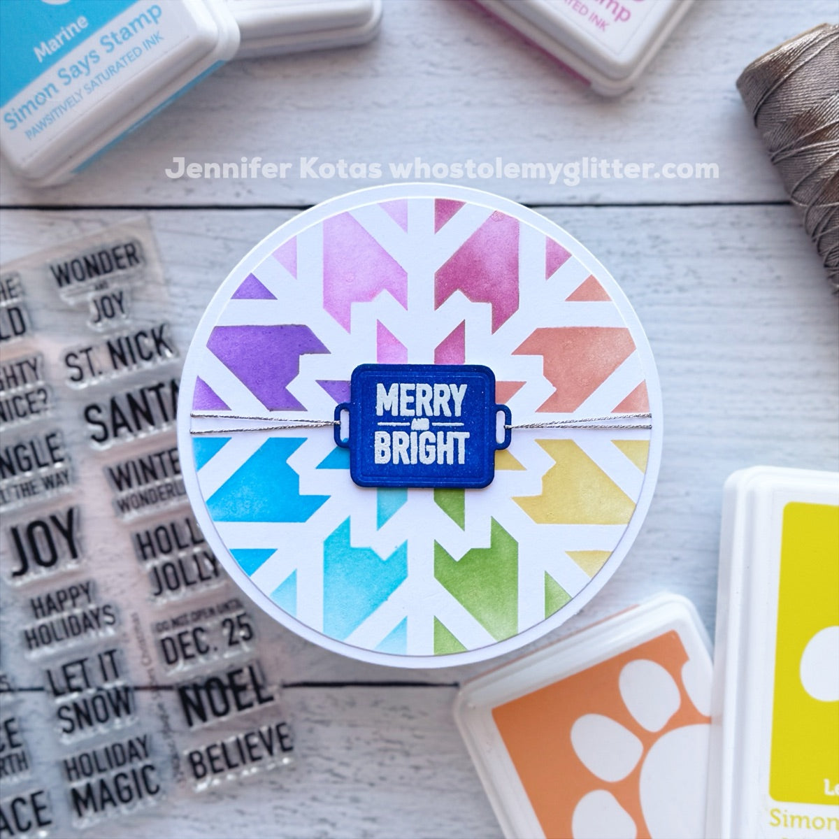 Simon Says Stamp Set of 2 Stencils Large Snowflake Cutouts 1098stc Sugar and Spice Holiday Card