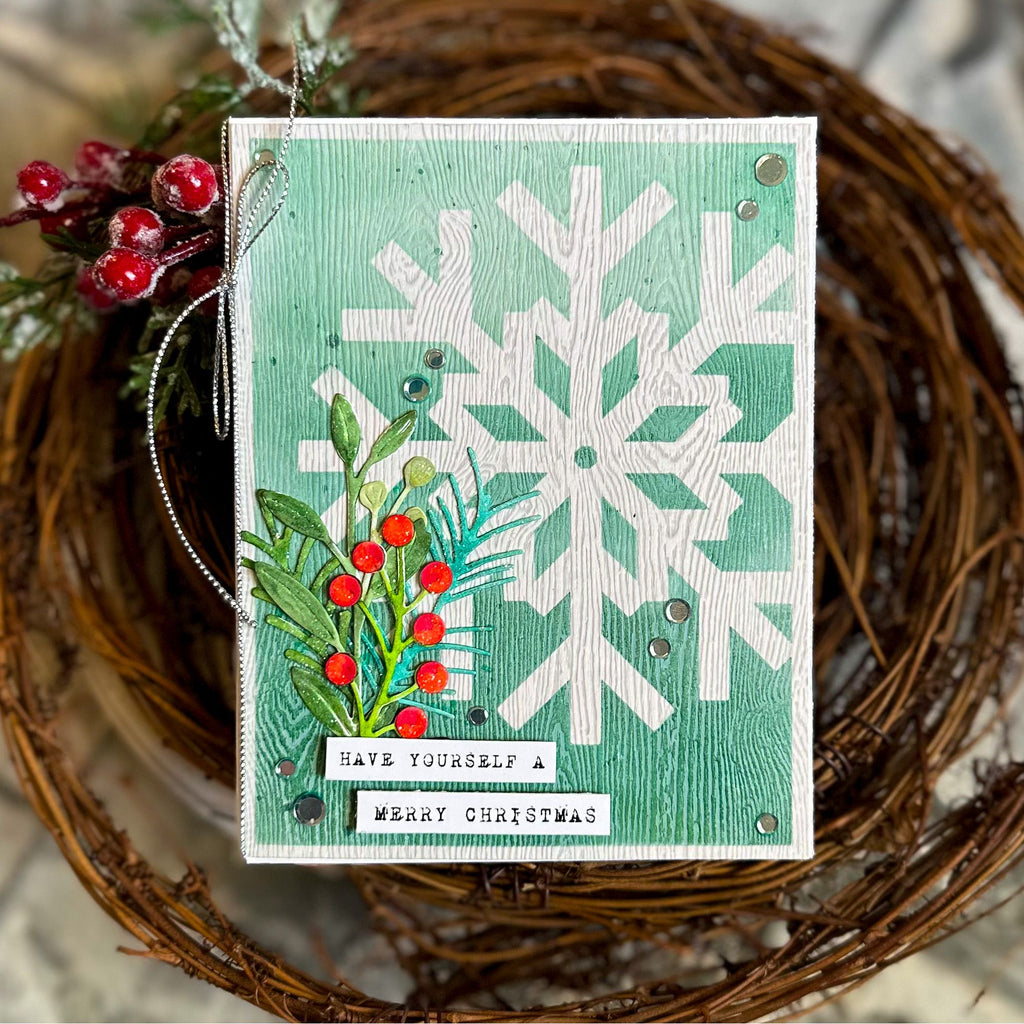 Simon Says Stamp Set of 2 Stencils Large Snowflake Cutouts 1098stc Sugar and Spice Holiday Card