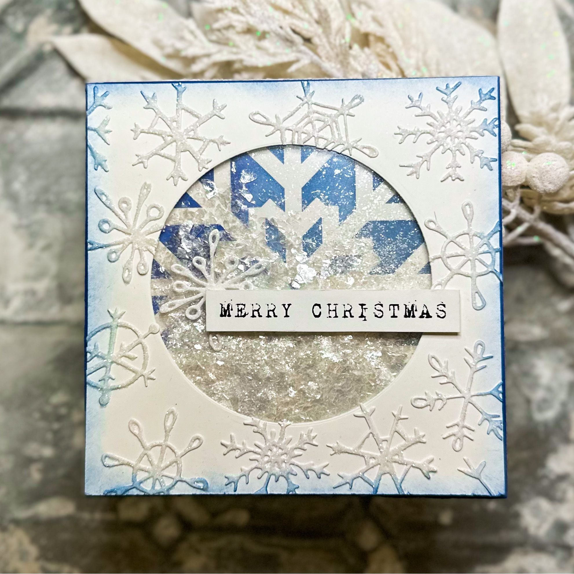 Simon Says Stamp Set of 2 Stencils Large Snowflake Cutouts 1098stc Sugar and Spice Holiday Card