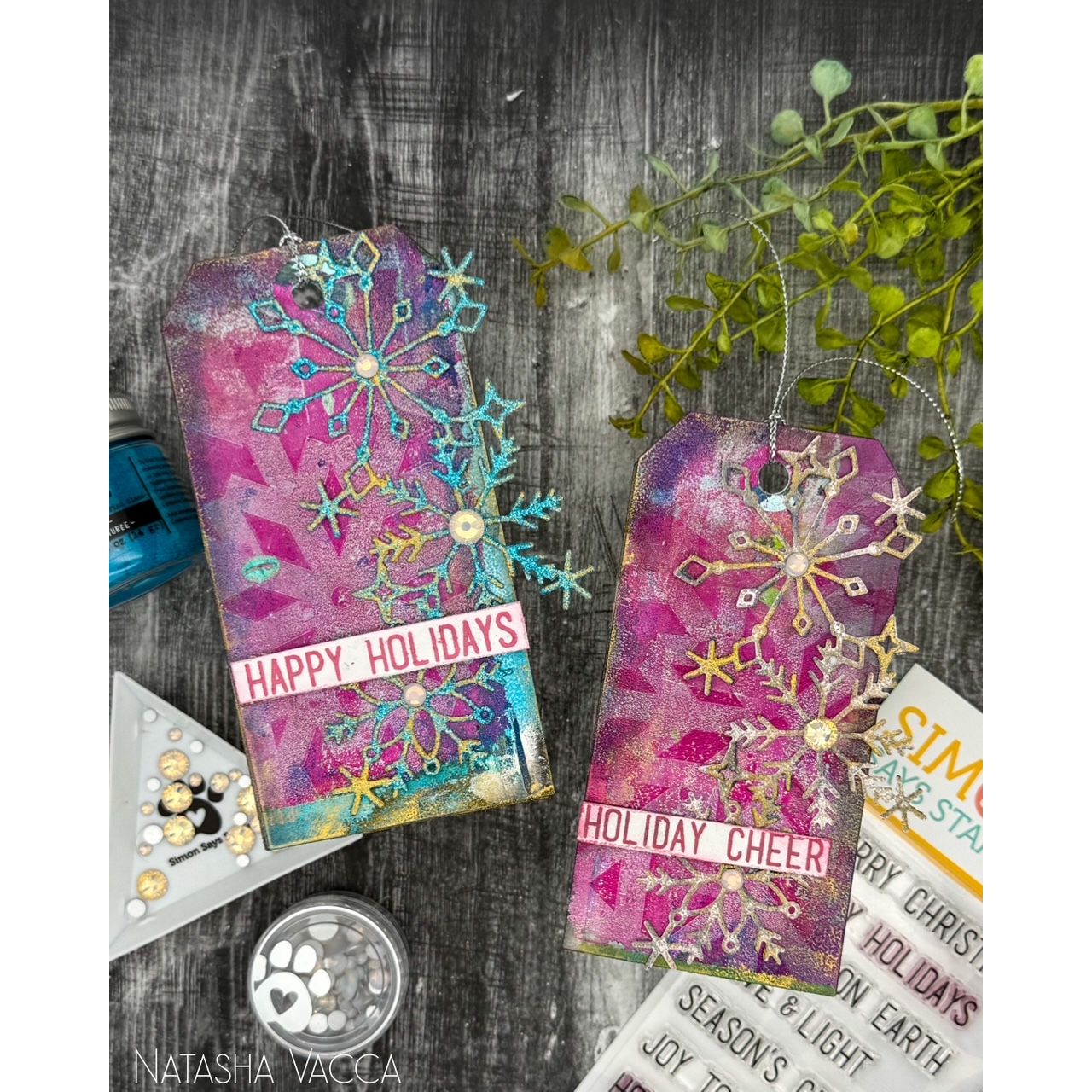 Simon Says Stamp Set of 2 Stencils Large Snowflake Cutouts 1098stc Sugar and Spice Holiday Tags